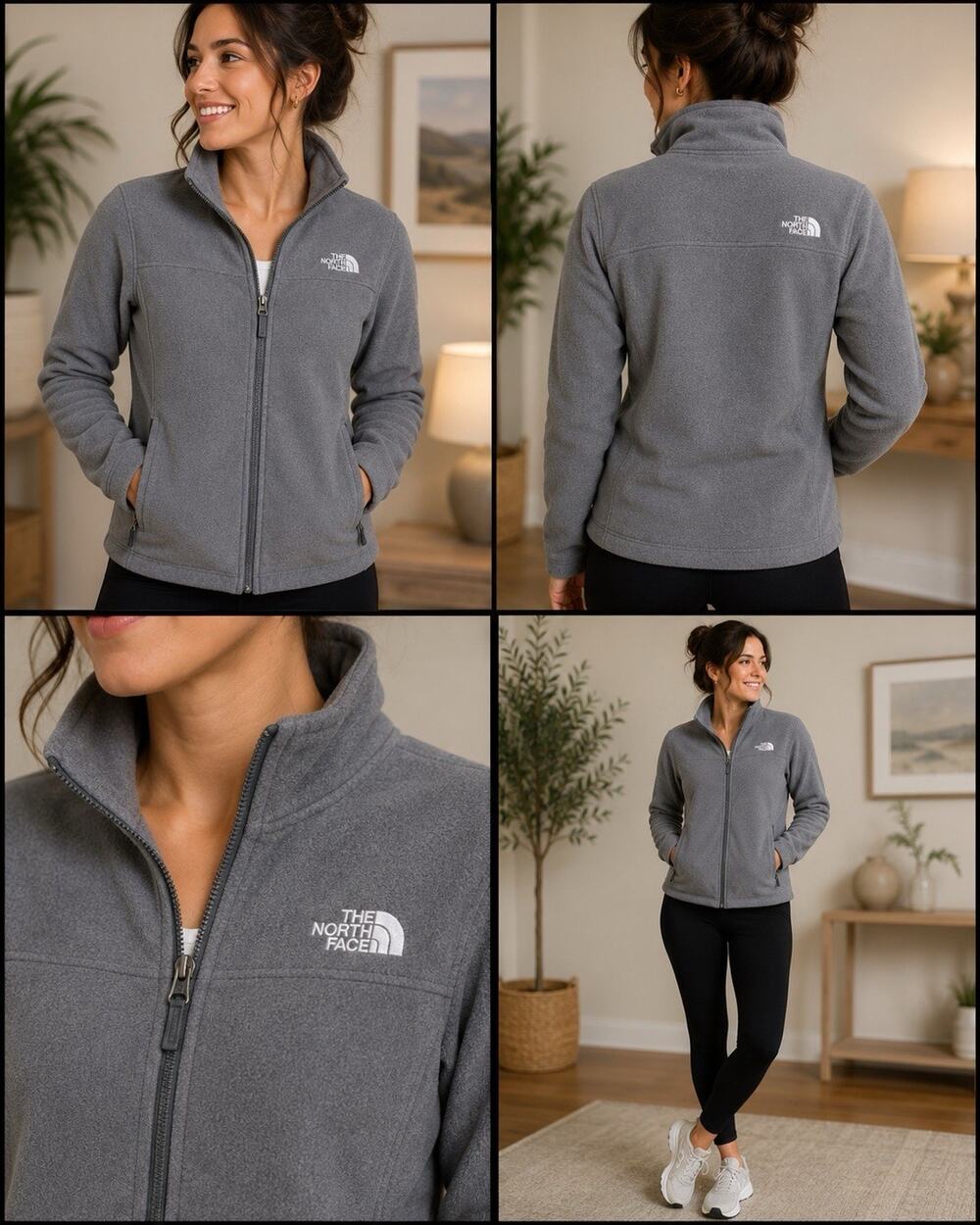 The North Face Full Zip Fleece Jacket Gray Womens Small